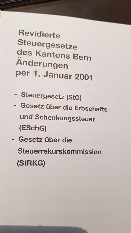 Steuergesetz Kanton Bern 2001 - GRATIS